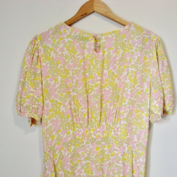 Faithful The Brand Beline Midi Dress Ida Floral Print Pink Yellow Flowy Medium - Picture 14 of 16